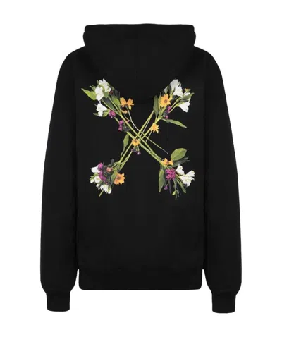 Off-white Floral-arrows Hoodie In Black