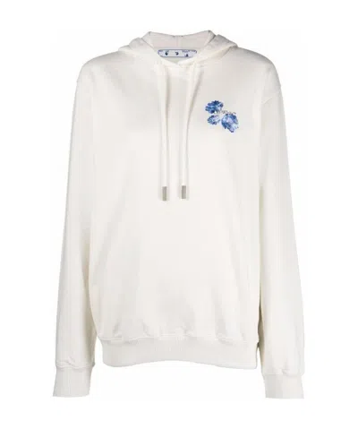 Off-white Floral-arrows Hoodie In White