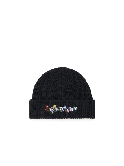 OFF-WHITE FLORAL EMBROIDERED BEANIE