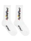 Off-white Floral-embroidered Rib Socks In White