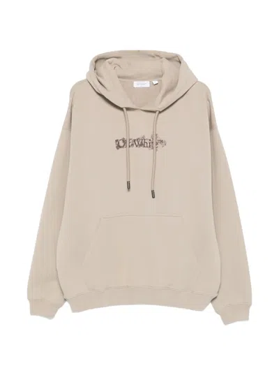 Off-white Floral Embroidery Hoodie In Brown