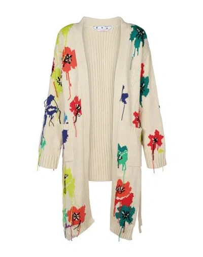 Off-white Floral Knitted Cardigan Woman Cardigan Multicolored Size 8 Cotton, Polyamide In Fantasy