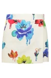 Off-white Floral Pattern Mini Skirt In White Floral Multi