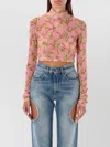 Off-white Ramage Tulle Crop Top In Pink