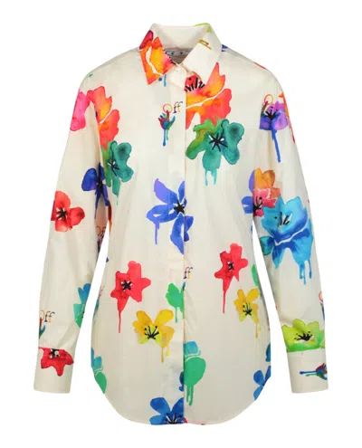 Off-white Floral Pop Long Sleeve Shirt In Multi