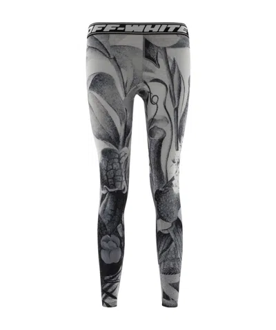 Off-white Floral-print Leggings In Gray