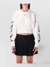 Off-white Arrow Flower Cropped Crew Neck Logo Sweatshirt In White