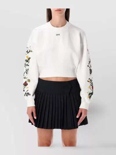 Off-white Floral Graphic Long Sleeve Top In White