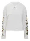 Off-white Floral-print Long-sleeve T-shirt In White
