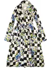 Off-white Floral-print Satin Pajama Robe In White