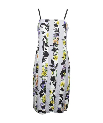 Off-white Floral-print Tie Detail Dress In Gray