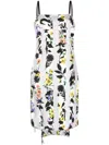 Off-white Floral-print Tie Detail Dress In Grey