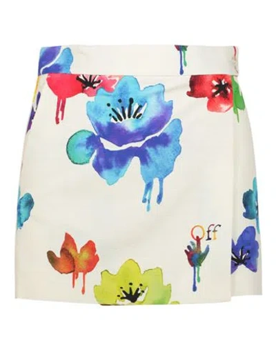 Off-white Floral Printed Mini Skirt Woman Mini Skirt Multicolored Size 4 Cotton, Viscose In Fantasy
