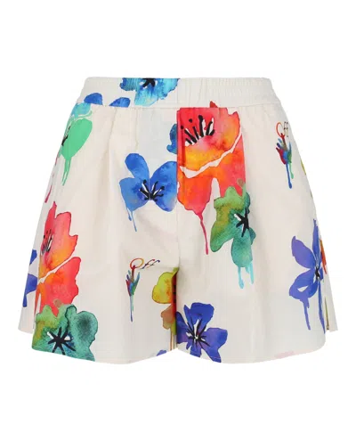 Off-white Floral Printed Shorts In Multi
