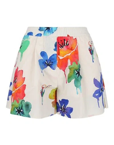Off-white Floral Printed Shorts Woman Shorts & Bermuda Shorts Multicolored Size 4 Cotton In Fantasy