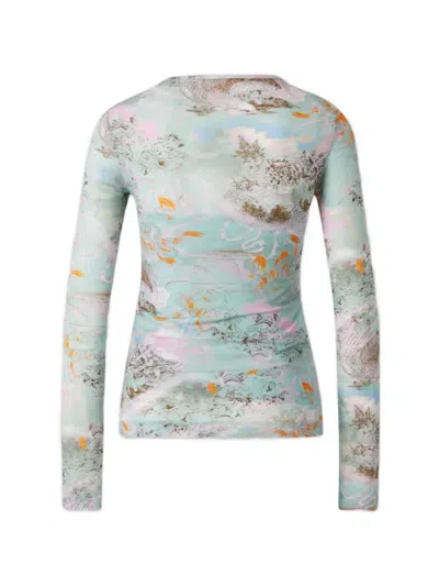 Off-white Floral Undershirt Long-sleeves T-shirt In Blue