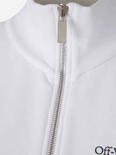 Off-white Floral Zipped Sweatshirt In White