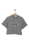 Off-white Flower Bookish Crop T-shirt In Gray
