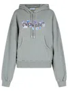 Off-white Logo Printed Drawstring Hoodie In Grey