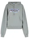 Off-white Logo Printed Drawstring Hoodie In Grey