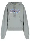 Off-white Logo Printed Drawstring Hoodie In Grey