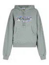 Off-white Logo Printed Drawstring Hoodie In Gris