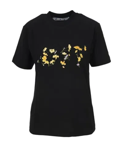 Off-white Flower Logo Print T-shirt In Black