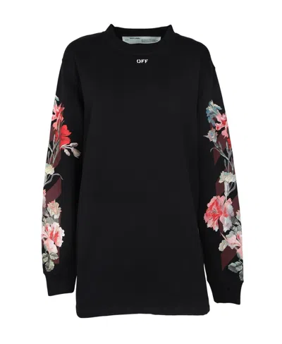 Off-white Flower Printed Dress In Black