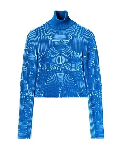 Off-white Oberteil Mit Blumenstickerei In Blue