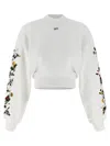 Off-white Arrow Flower Cropped Crew Neck Logo Sweatshirt In White