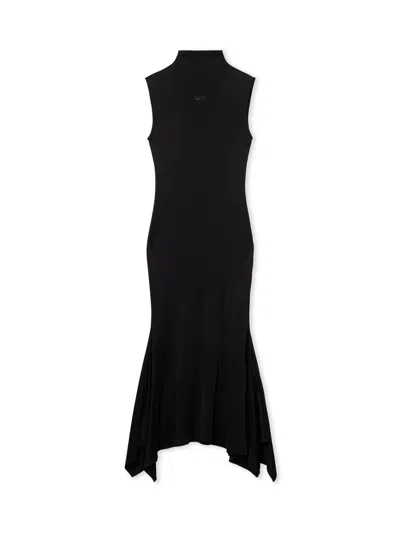 Off-white Fluid Jer S/l Midi Dress In Black