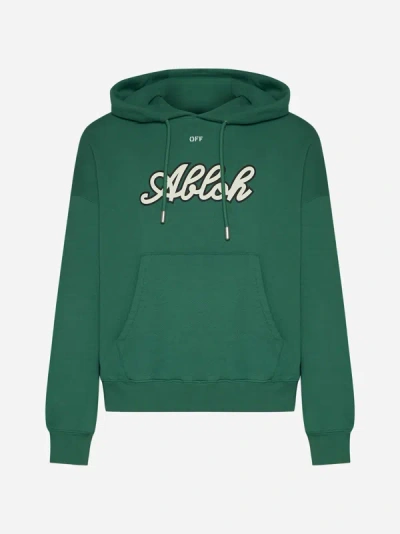 Off-white Football Over Cotton Hoodie In Green