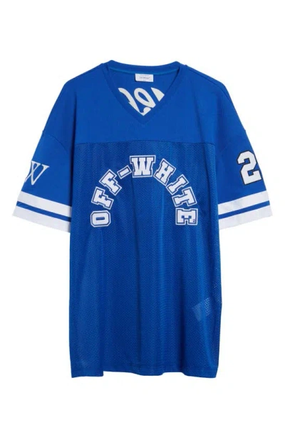 Off-white Football Mesh & Jersey T-shirt In Nautical Blue White