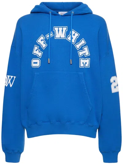 Off-white Printed Cotton-jersey Hoodie In Blue