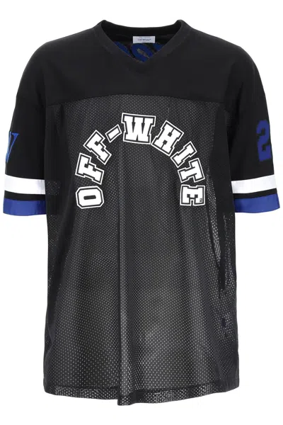 Off-white Football T-shirt With Patches In Black/white