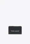 Off-white Leather Card Holder With Zip Pocket In Black