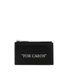 Off-white Leather Card Holder With Zip Pocket In Black