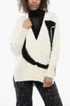 Off-white Maxi Logo-intarsia Wool Cardigan In Multi
