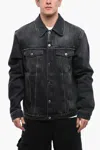 Off-white For Ever Denim Skate Jacket With Decorative Zips In Grey