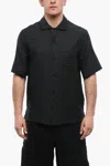 Off-white For Ever Jacquard Silk Blend Bowling Shirt In Black
