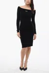 Off-white For Ever Knitted Scoop Sheath Dress With Boat Neckline In Black