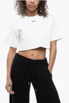 Off-white For Ever Ribbed Crew-neck Cropped T-shirt In White