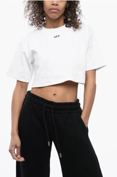 OFF-WHITE FOR EVER RIBBED CREW-NECK CROPPED T-SHIRT