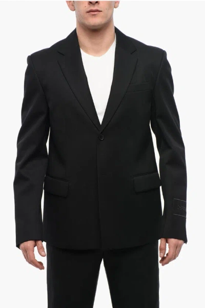 Off-white For Ever Single-breasted Strap Blazer With Flap Pockets In Black
