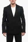 Off-white For Ever Single-breasted Strap Blazer With Flap Pockets In Black