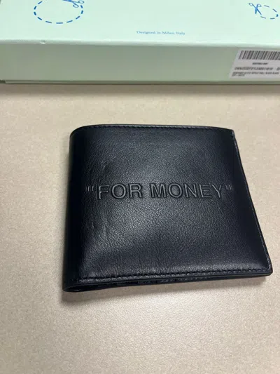 Pre-owned Off-white For Money Quote Bifold Wallet In Black