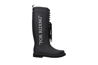 Pre-owned Off-white "for Riding" Rain Boots Black (women's)