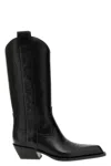 Off-white For Walking Leather Western Boots With Embroideries