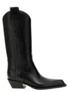 Off-white For Walking Leather Western Boots With Embroideries In Black