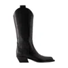 Off-white Texas-inspired Leather Walking Boots For Women In Black